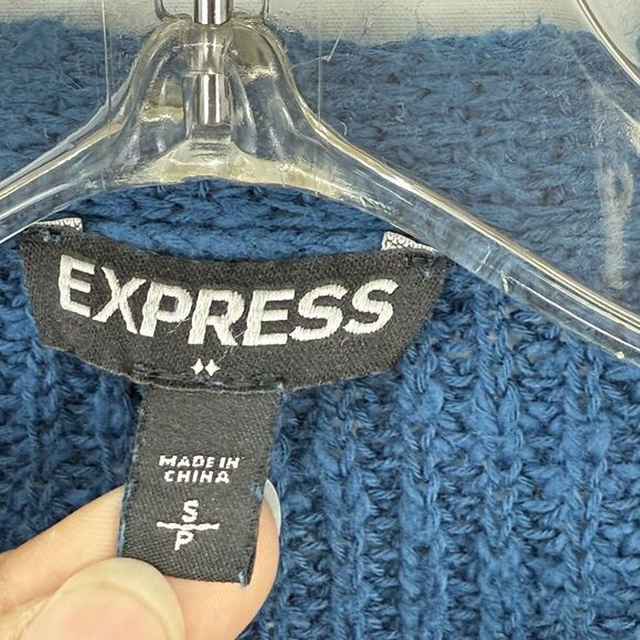 Express Women’s Size SP Blue Half Zip Knit Sweater - Picture 9 of 16